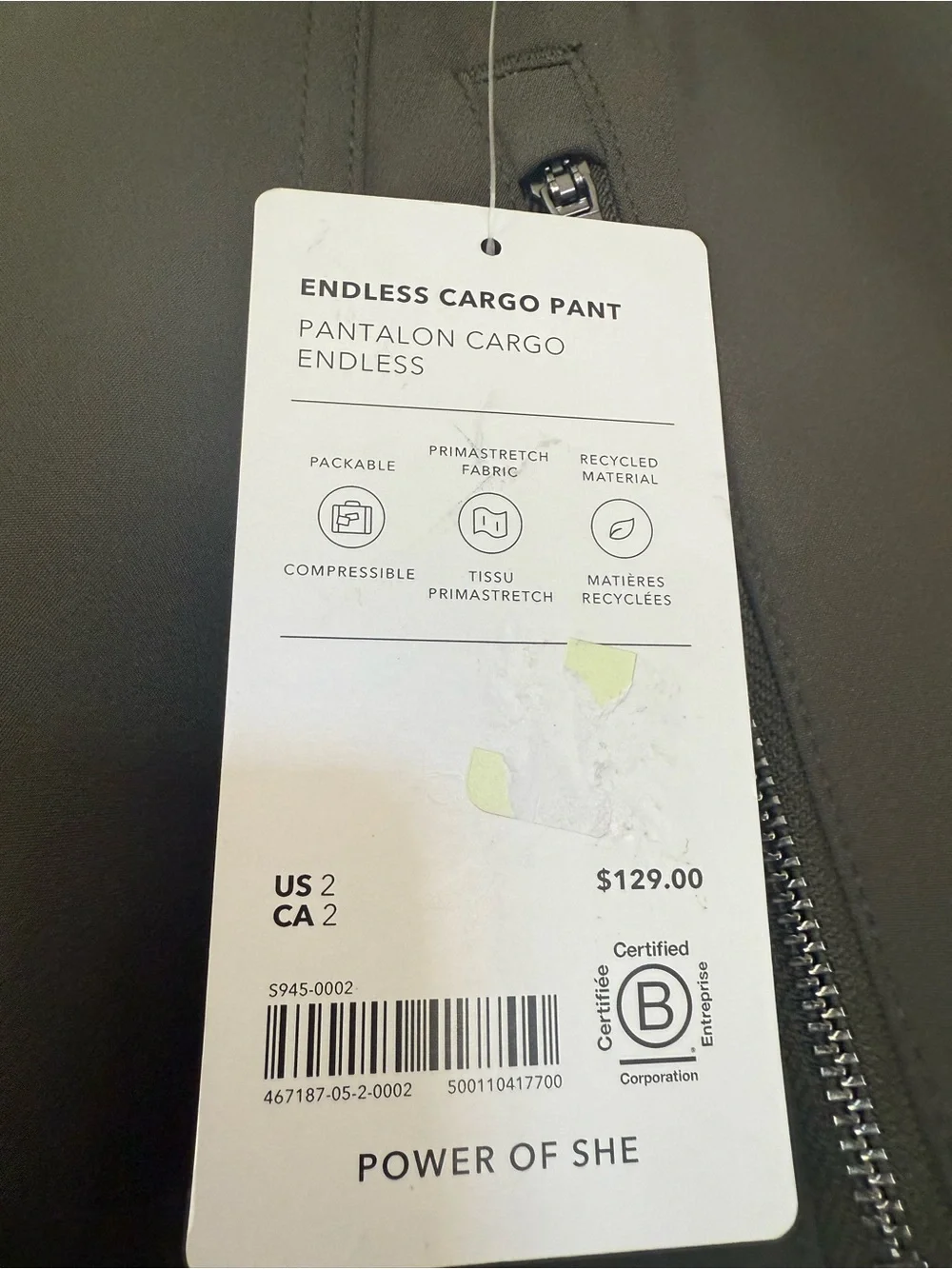 Athleta Endless Cargo Pant - Olive - Size 2 - NWT